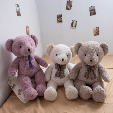 Soft Giant Teddy Bear Plush Toy with Bow Tie in Sitting Pose