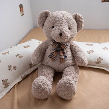 Soft Giant Teddy Bear Plush Toy with Bow Tie in Sitting Pose